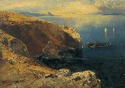 Eduard Hildebrandt Felsen bei Capri mit Fischern Spain oil painting artist